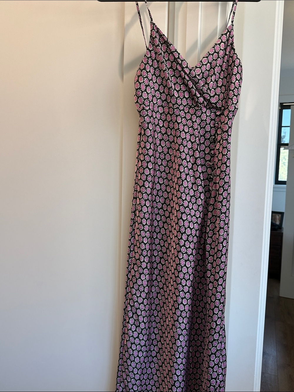 Zara Pink and Black Satin Maxi Slip Dress NWOT - Medium
